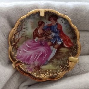 Vintage  Courting Couple Miniature Porcelain Plate Limoges France